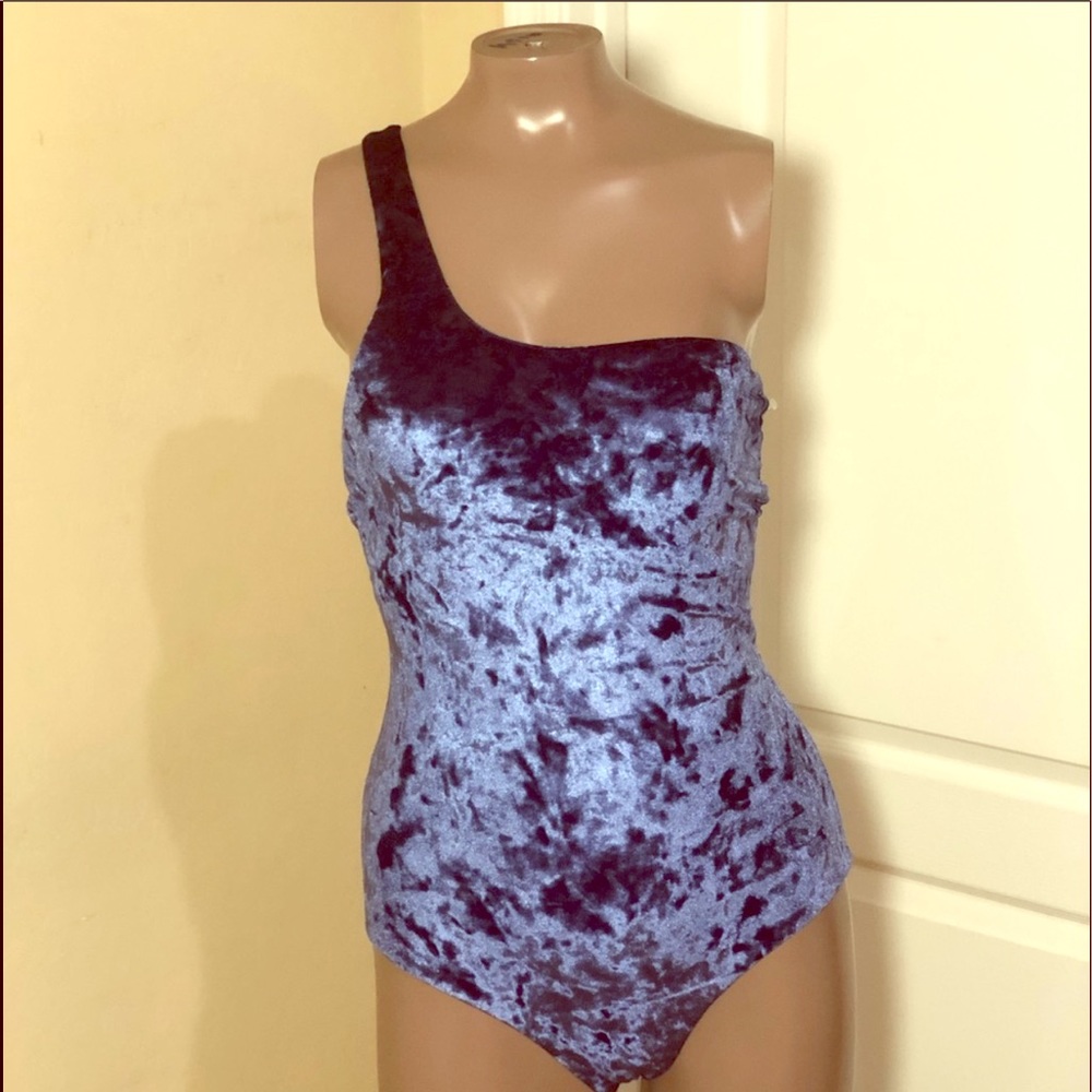 Velvet blue crushed One piece bathing suit